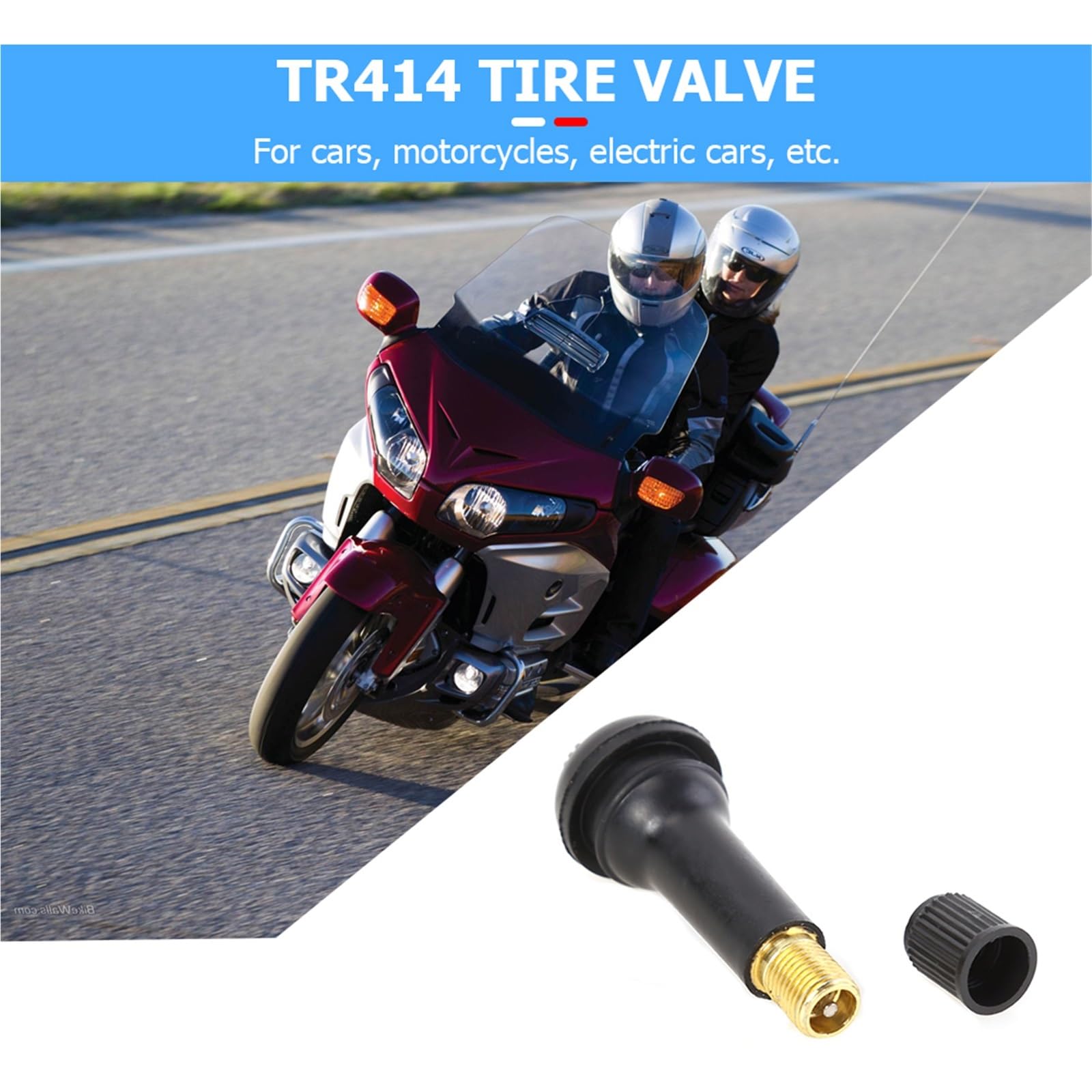 Reifenventilschäfte, TR414, zum Einrasten, Gummi-Ventilschäfte, Auto, Motorrad, schlauchlose Reifen, Reifenventile, 100 Stück