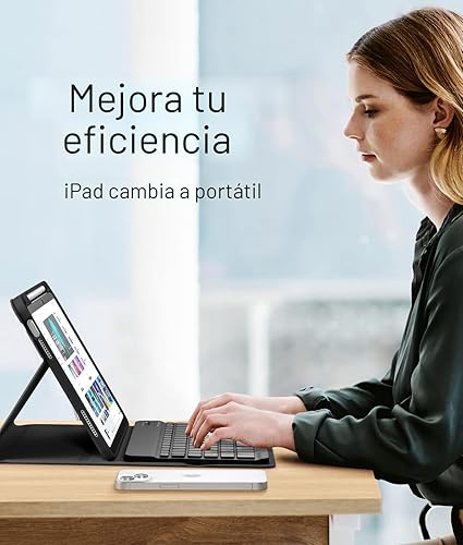 Miniatura 7 de Hamile Funda para iPad de 11 y 10 generación con teclado, 7 colores retroiluminados, inalámbrico, desmontable, con soporte para lápiz, para iPad de