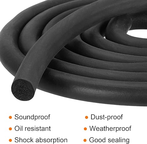 Miniatura 4 de uxcell Tira de sellado de goma de espuma, 0.472 in de diámetro x 19.7 ft (19.69 pies) de largo redondo EPDM de goma sólida para reducir el ruido,