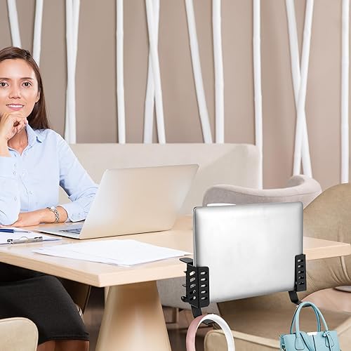 Miniatura 7 de MAQUITA Soporte de escritorio para laptop, soporte de escritorio sin taladros, soporte colgante para escritorio, almacenamiento de abrazadera para