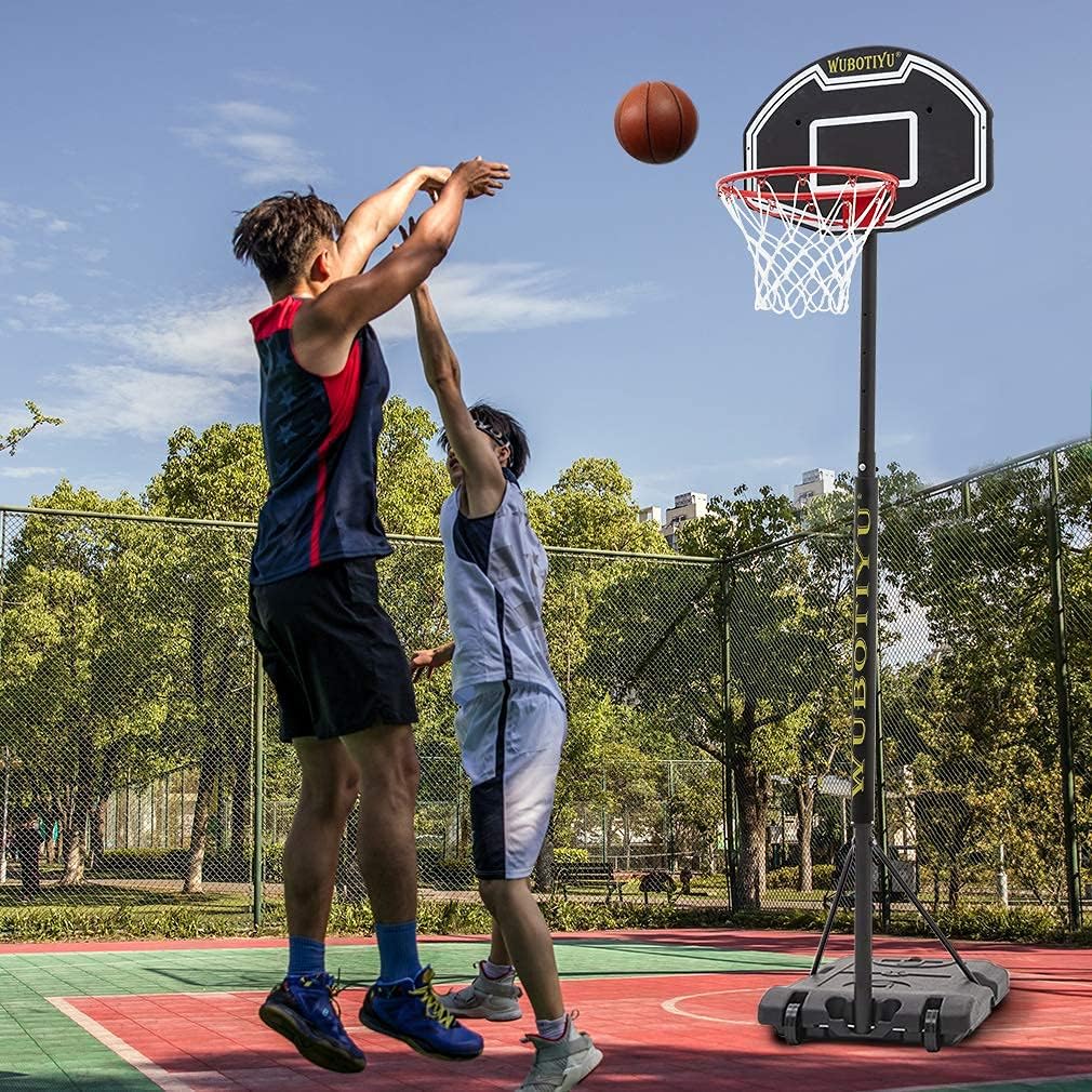 WUBOTIYU Portable Youth Basketball Hoop with 2pcs Wheels Height Adjustable Backboard System for Normal Basketballs Indoor & Outdoor Use : Sports & Outdoors