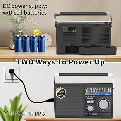 Miniatura 10 de Radio FM portátil radio de transistor de onda corta con la mejor recepción funciona con pilas o radio retro de alimentación de CA con altavoz