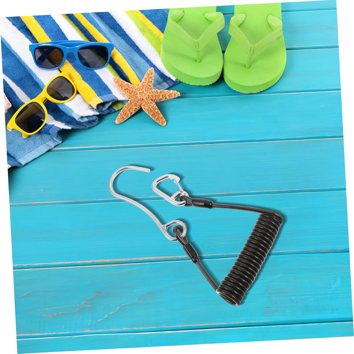 BESPORTBLE Heavy Duty Scuba Diving Reef Hook with 1.5m Retractable Stainless Steel Lanyard and Single Drift Hook for Underwater Safety and Diving Gear Accessories