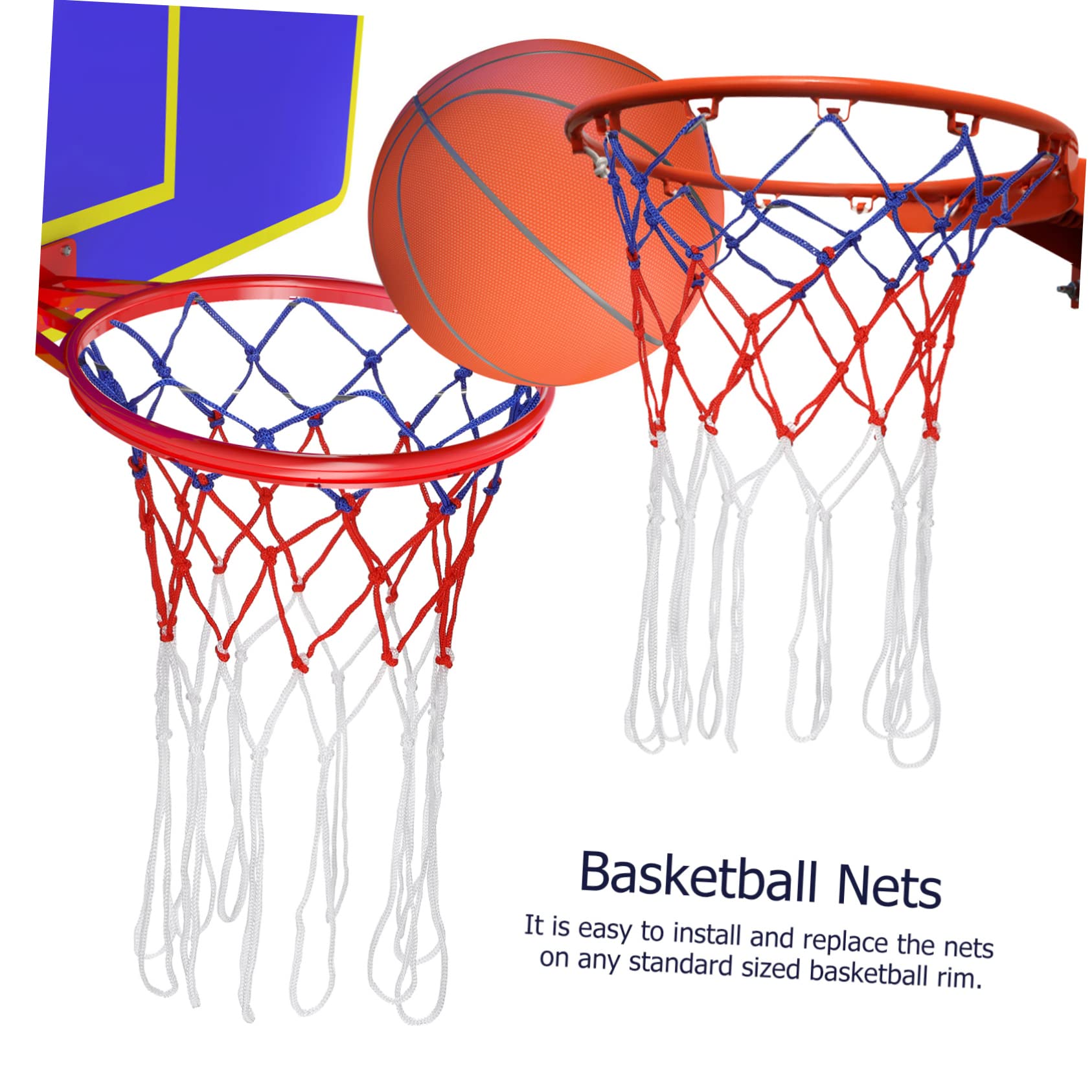 HANABASS 2-Piece Basketball Net Kit Heavy Duty Nylon Net Easy Install Replacement for Basketball Hoop
