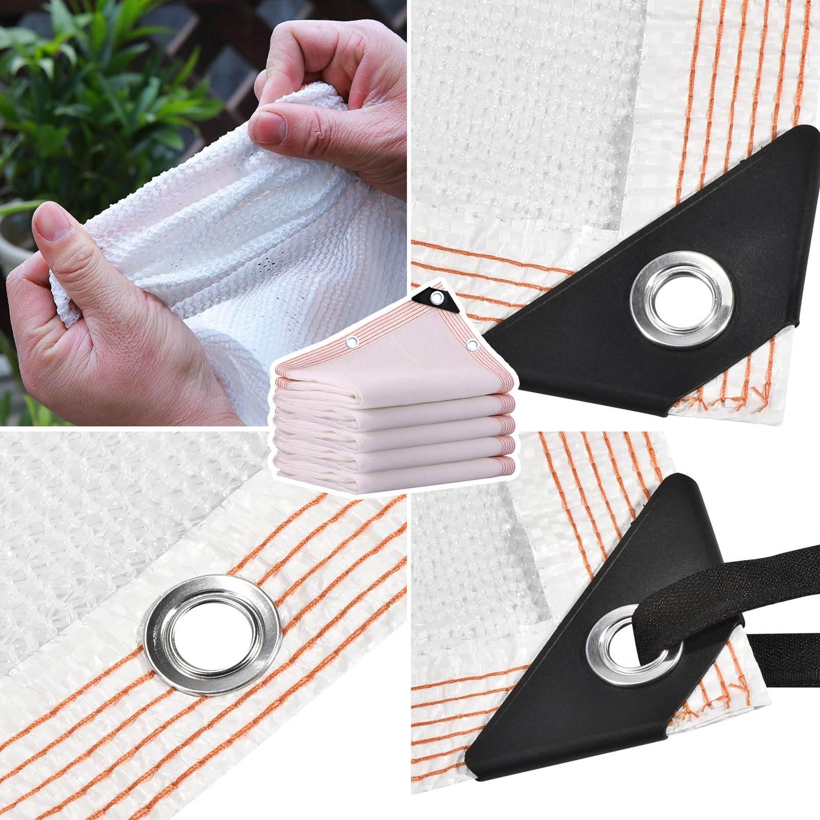 Du White e50% UV BlockTarp Oddychająca siatka z przelotkami, idealna do roślin domowych od 1 x 1 m do 14,9 m