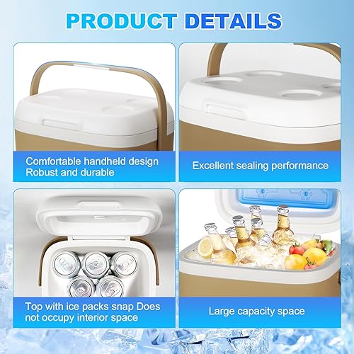 Miniatura 5 de Insulated Portable Cooler 1627 Qt, Lightweight Ice Chest Box, 3 Days Ice Cooler, Hard Cooler for BBQ, Beach,Camping, Picnic