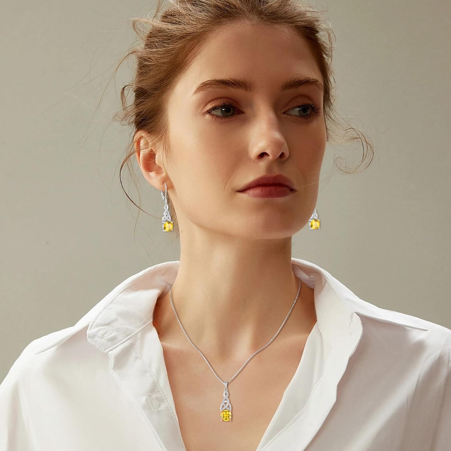 Infinity Celtic Knot Dangle Drop Earrings 925 Sterling Silver Princess Cut Leverback Earrings with Birthstone Irish Jewelry Gifts for Women - Image 3