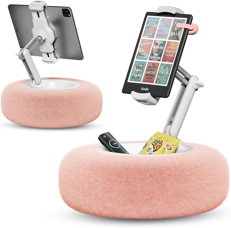 Tablet Stand Pillow for Bed, Adjustable Tablet Stand with Detachable Snack Bowl, Phone Stand for Bed, Kindle Holder, iPad Holder, Tablet Holder for Reading, Watching Videos and Streaming