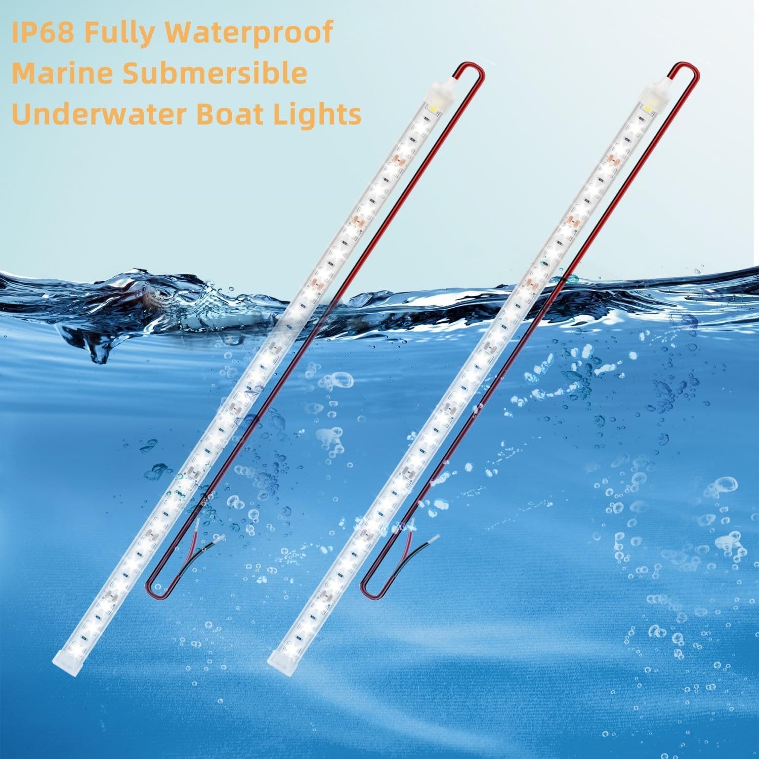 Boat Marine Submersible Led Strip Lights, 4 Pcs 20 Inches 12V Super Bright Boat Interior Lights, IP68 Waterproof Marine Led Strip Lights Night Fishing Lights for Boats, Kayak (Blue)