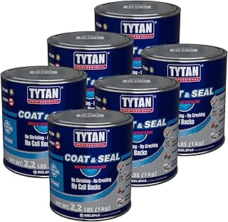 Coat & Seal Waterproof Sealant, Easy-to-Apply Paste, No Primer Required, Apply to Wet Surfaces, UV Resistant, No Cracking, Ideal for Gutters, Chimneys, Skylights, RVs, Roofs (1 qt) - 6 Pack