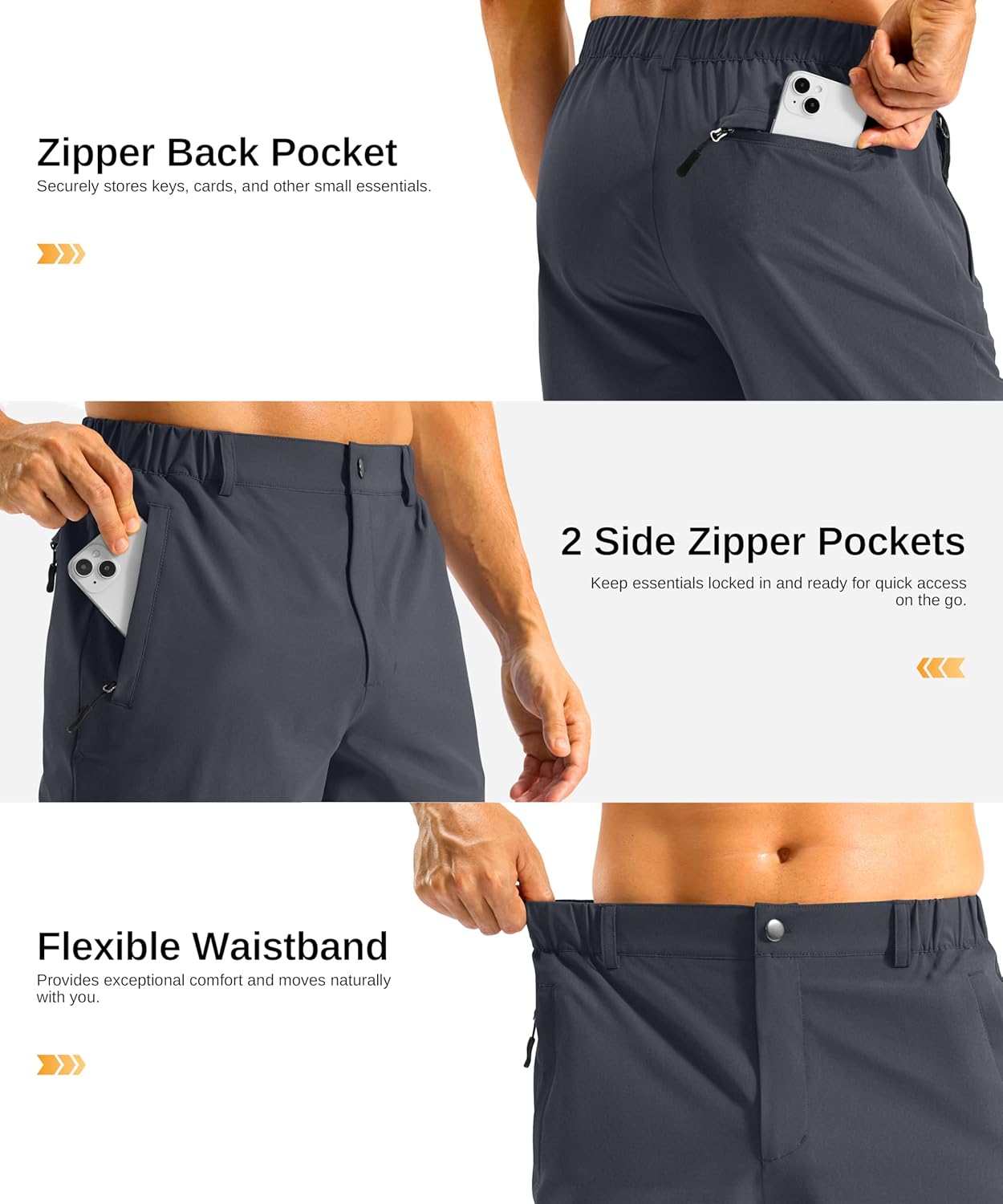 G GRADUAL Men's Shorts 11" Lightweight Casual Golf Shorts for Men Hiking Work Outdoor Stretch Quick-Dry with 3 Zipper Pockets - Image 3