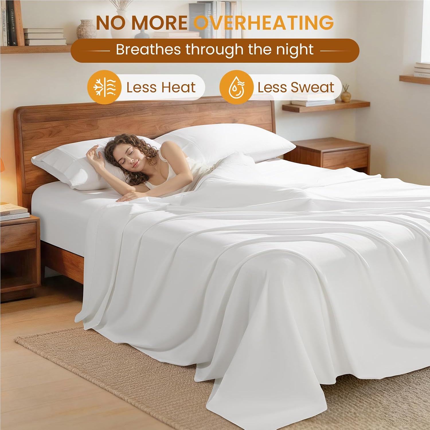 100% Egyptian Cotton Sheets Queen Size, 1000 Thread Count, Silky Sateen Weave Sheets Set,Ultra Soft & Breathable,Luxury Hotel Quality Sheets,16" Deep Pocket - 4PC (White,Queen)