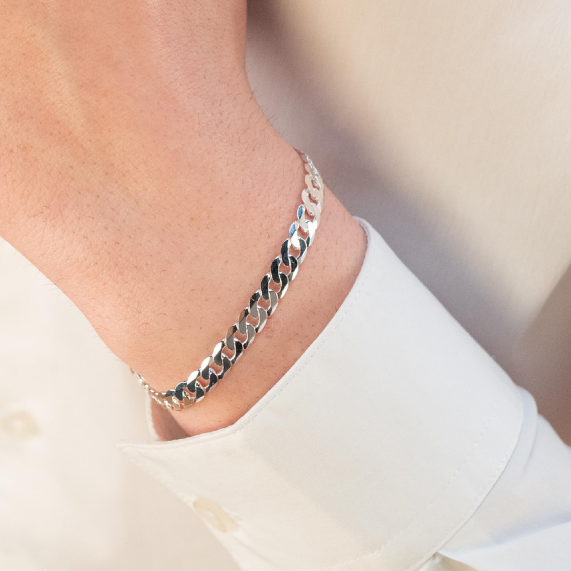 QUADRI - Elegante Bracciale in Argento 925 con Catena 5 o 7 mm Modello Cubano Diamanto per Uomo Donna - lunghezza 18 | 19 | 20 | 21.6 cm - Made in Italy certificato