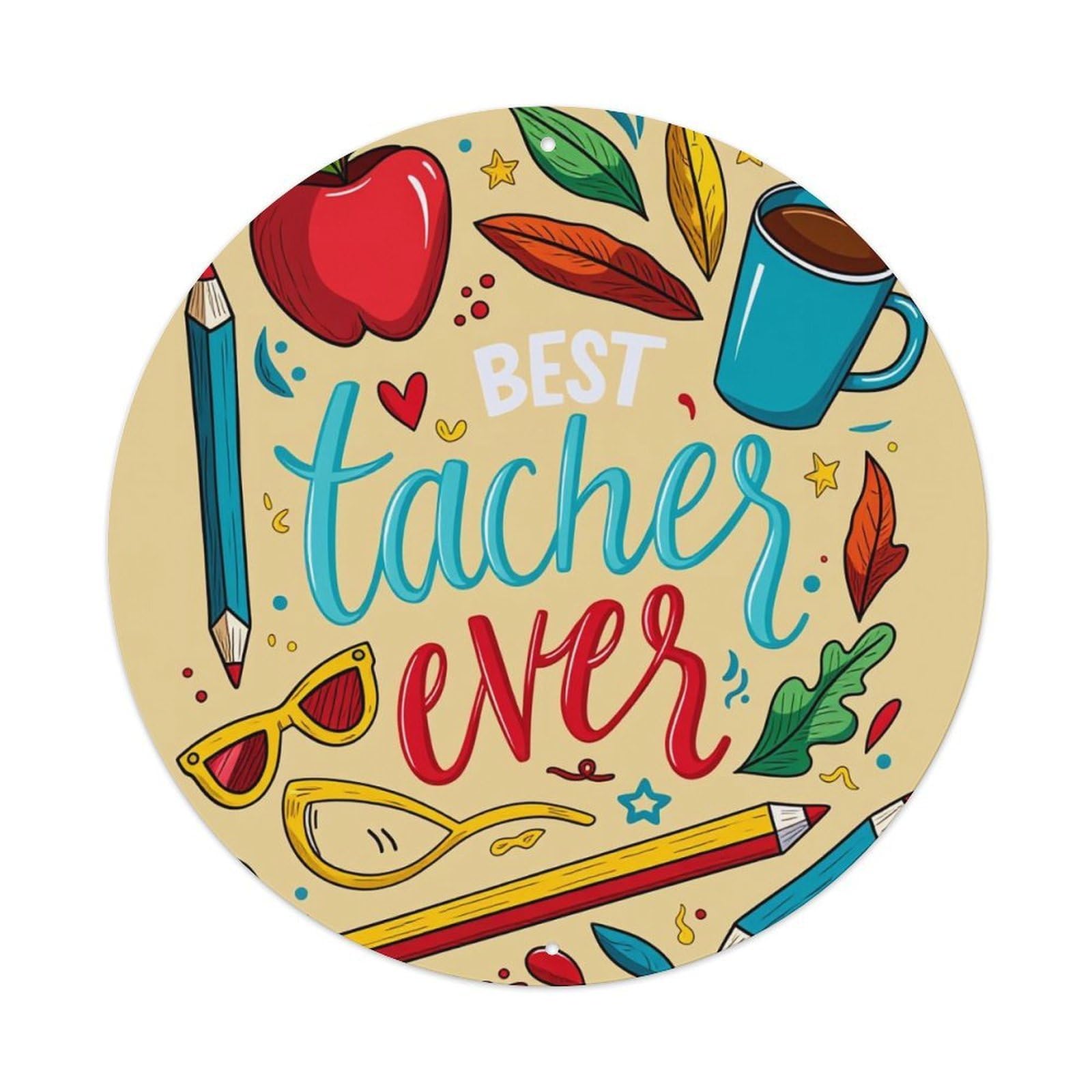 Best Teacher Ever Apple Pencil Coffee Metal Tin Sign Plaque