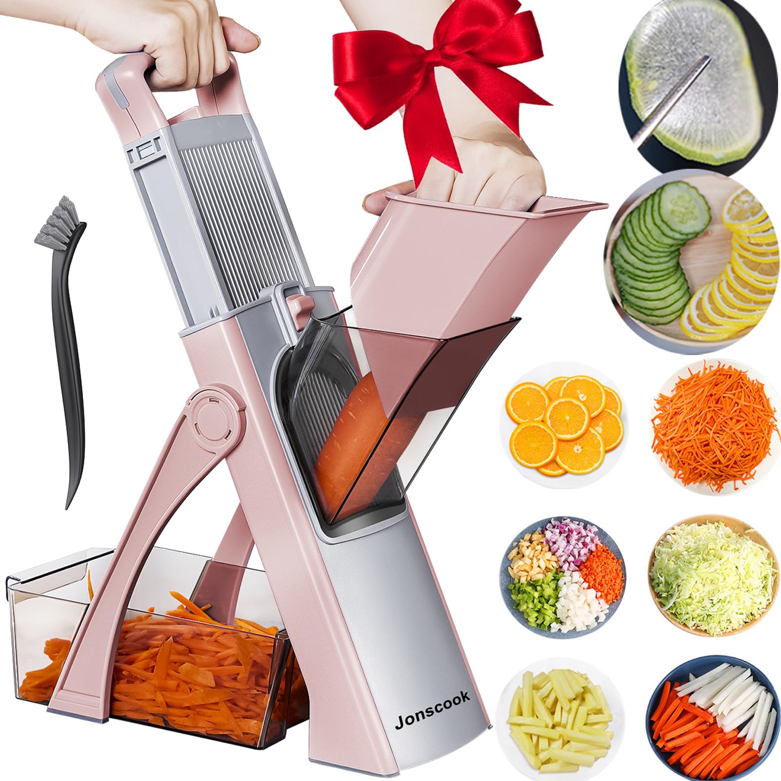 Jonscook Safe Mandoline Food Slicer for Kitchen - Vegetable Chopper With Adjustable Thickness, Multifunctional Veggie Chopper Vegetable Cutter Slicer