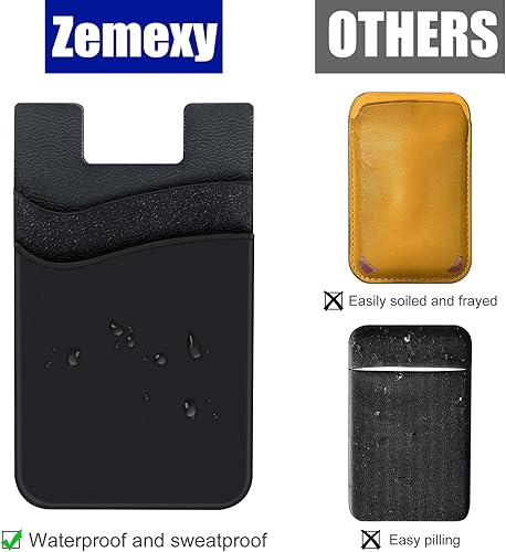 Miniatura 5 de Cartera para teléfono adhesiva, paquete de 5 tarjeteros para la parte posterior de la funda del teléfono, soporte adhesivo de silicona para tarjetas