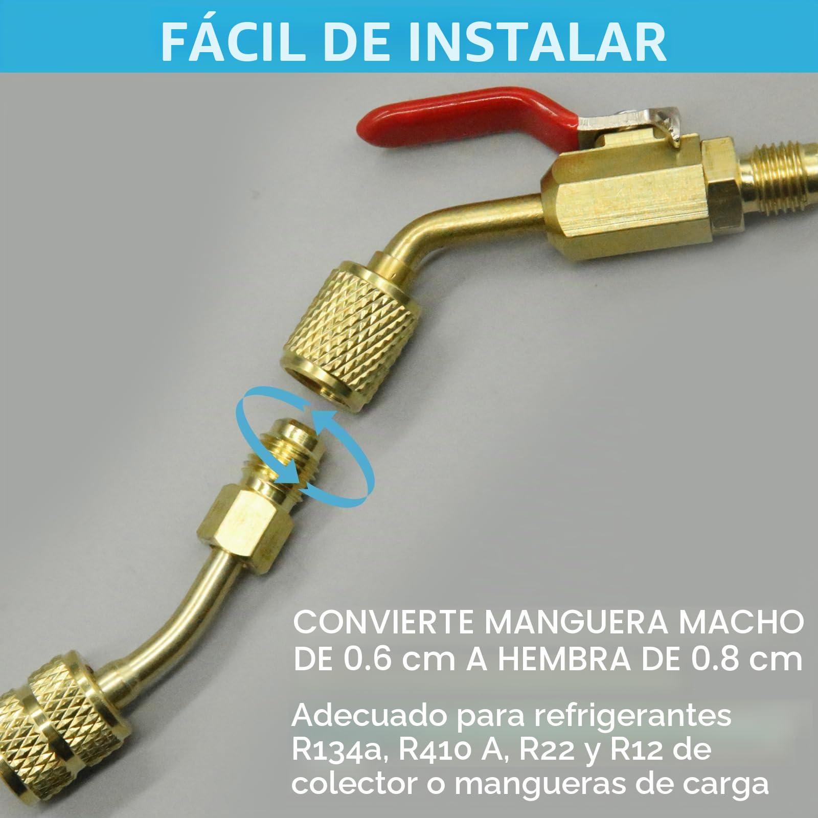 Kit de adaptador dividido de 21 piezas, adaptador R410A, accesorios de baja pérdida para refrigerante R410A, HVAC para refrigerante R410A R134A R12 R22 válvula de bola en ángulo para refrigerante