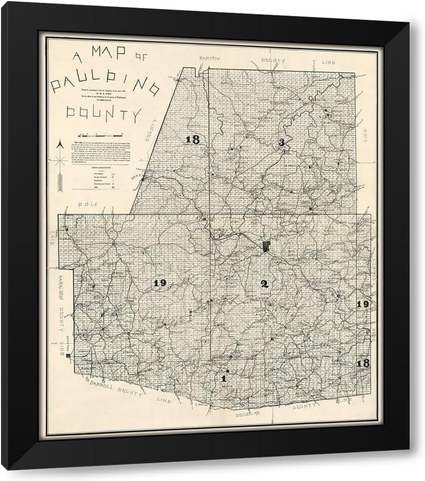 ArtDirect - West 15x17 Black Modern Framed Art Print Titled: Paulding County Georgia - West 1896