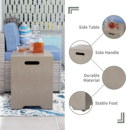 Miniatura 5 de COSIEST Juego de 2 mesas de fuego de propano para exteriores, certificado CSA, hormigón rectangular de 56 pulgadas con mesa de tanque de 20 libras,