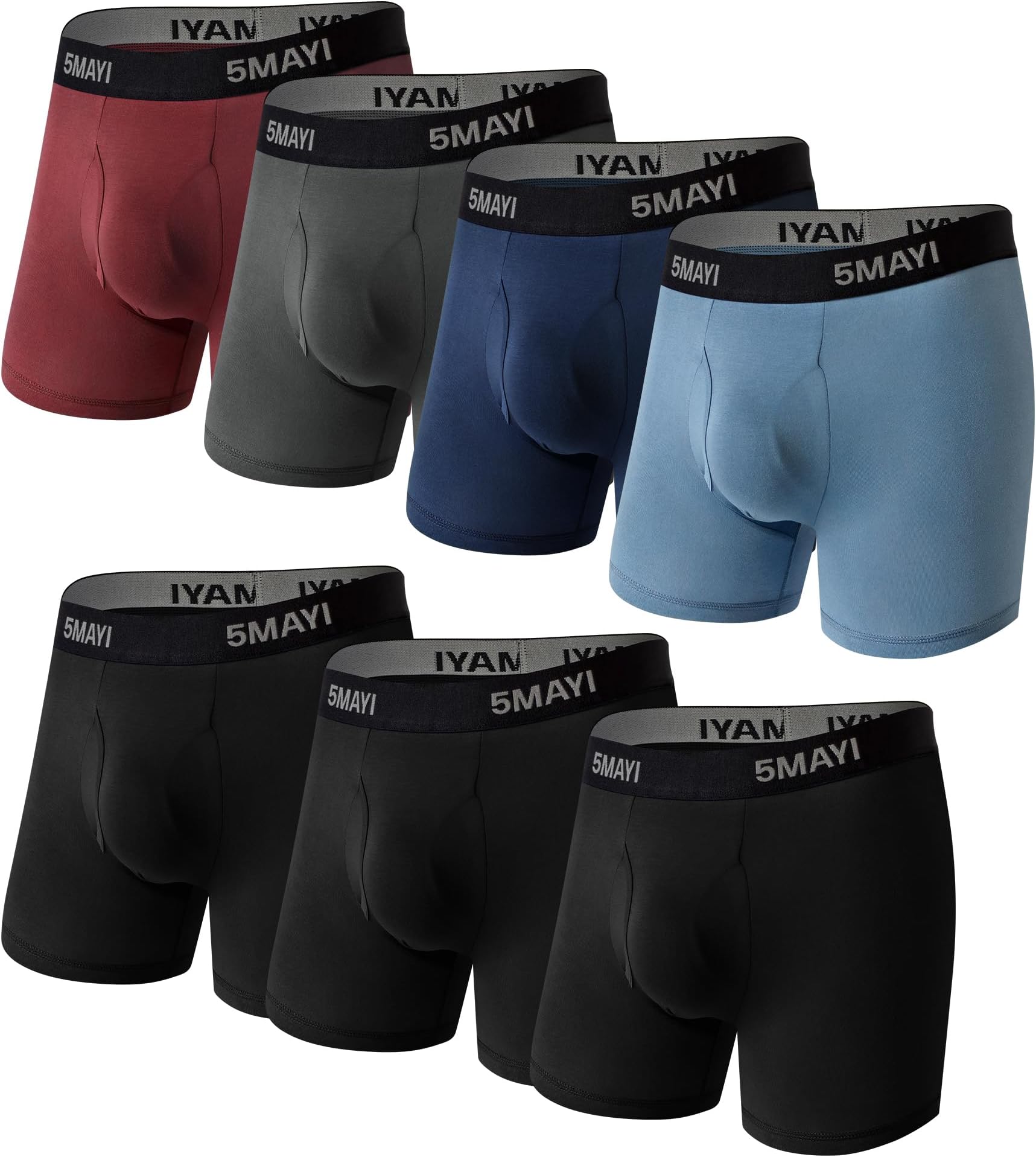 Mens Underwear Boxer Briefs for Men Viscose Underwear Comfortable Midrise Undergarments with Open Fly