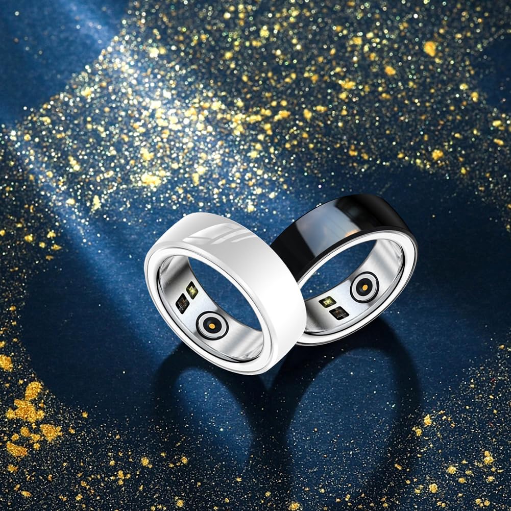 PEIXEN Cardiofrequenzimetro, Anello Intelligente indossabile, Fitness Tracker, Rilevatore di Sonno Multifunzione, Monitor Sanitario Leggero, Contapassi, Resistente all'Acqua Ip68 9 White
