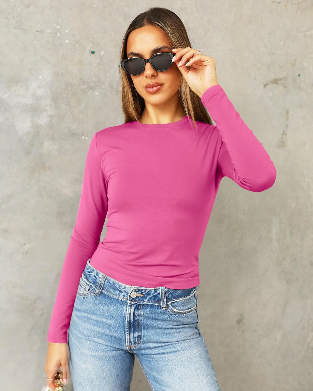 Abardsion Women's Long Sleeve Shirts Spring 2026 Casual Basic Going Out Crop Tops Slim Fit Tight Y2K Clothes - Image 2