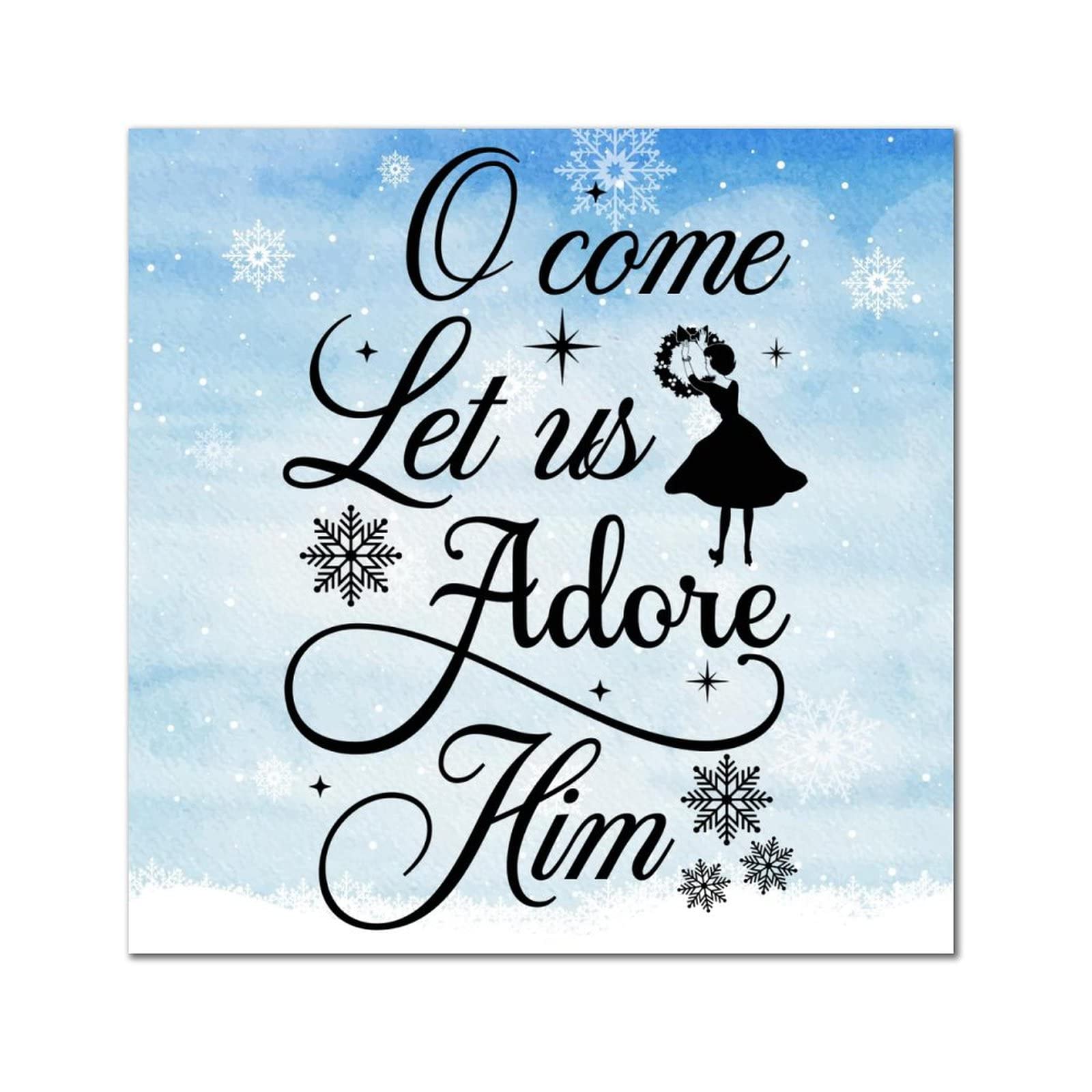 Panneau mural en bois O Come Let Us Adore Him cadeau de pendaison de crémaillère