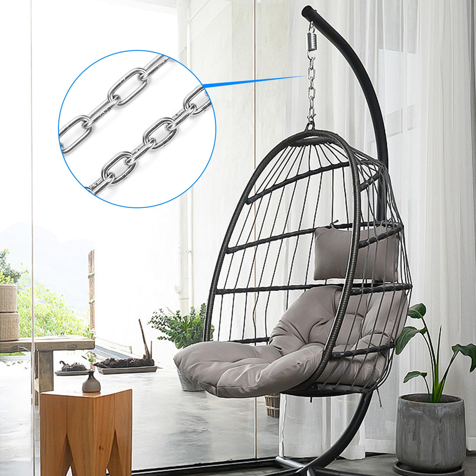 Jeu De Chaînes En Acier Inoxydable 6 Mm - 1,8 M 1,80m - équipements Pour Aires De Jeux