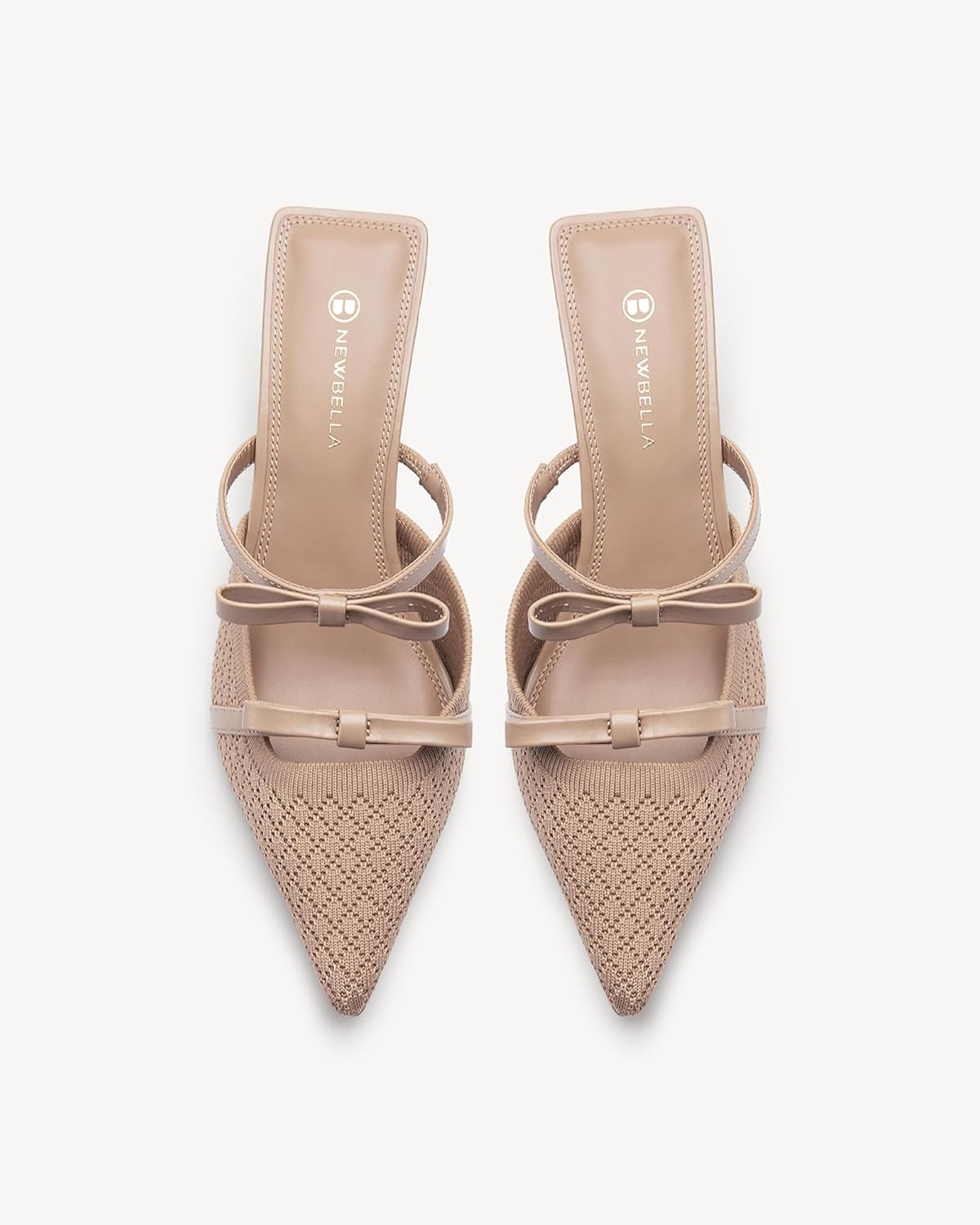 NEWBELLA Women's Closed Toe Kitten Heel Mules - Elegant Mesh Iron Plate Heeled Sandals, Slip-On Dressy Shoes for Office, Party & Comfortable Daily Wear - Image 4