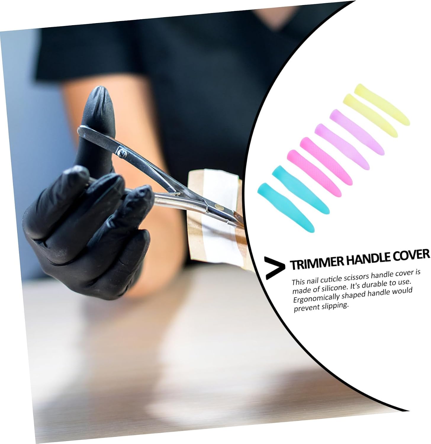 4pairs Cuticle Scissor Handle Covers Non-slip Protective Sleeves for Manicure Trimmers Ergonomic Design for Use Random for Fingernails and Toenails