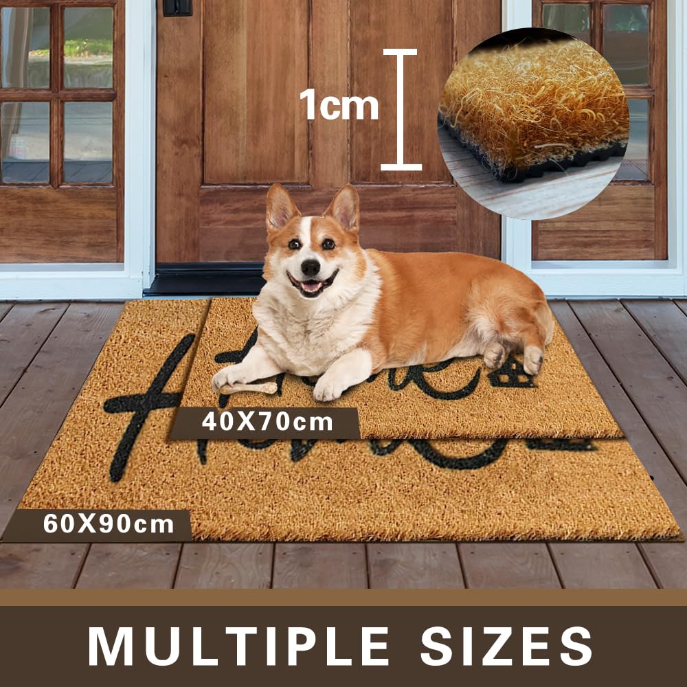 Qingbei Rina Tapis Porte D'Entrée Extérieur 60x90 Cm – Caoutchouc Antidérapant Imperméable Anti-Saleté Marron