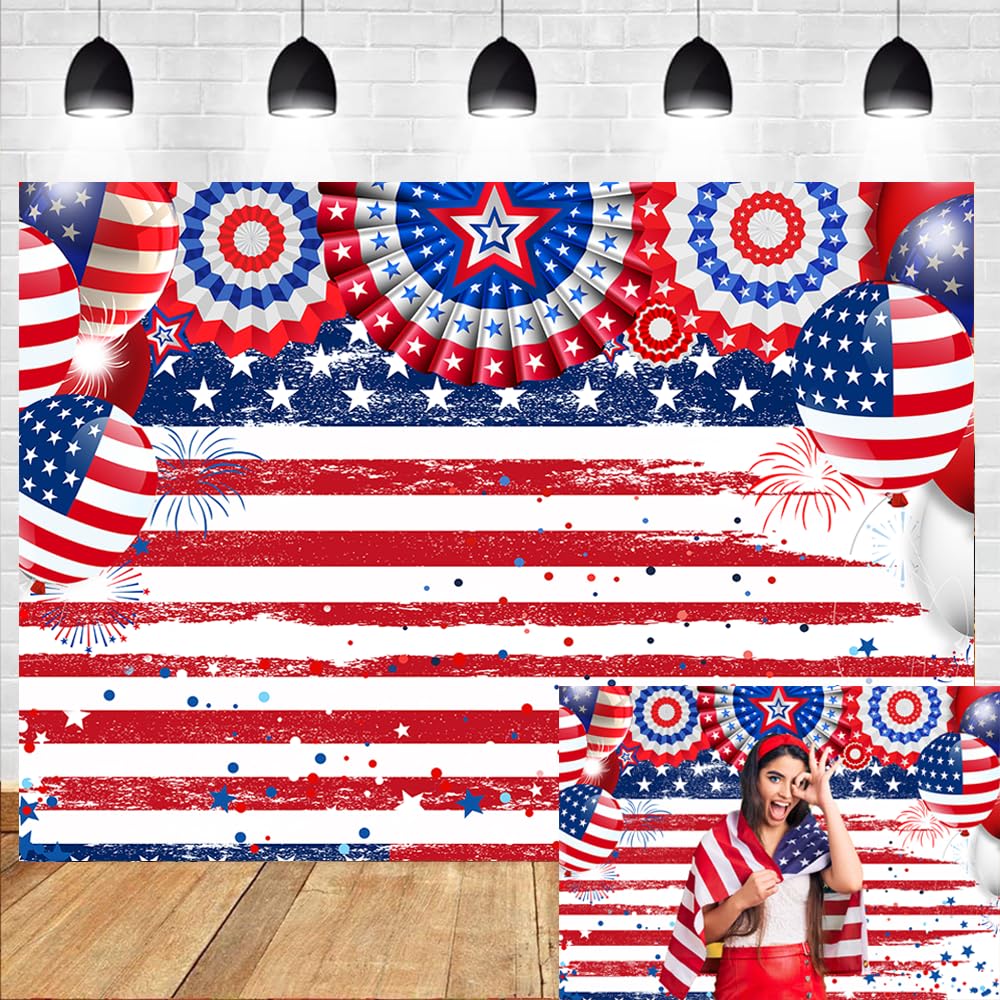 LTLYH 7x5ft XtraLarge 4th of July Banner for Independence Day American Flag Backdrop, 4th of July Backdrop for 4th of July Decorations | Fourth of