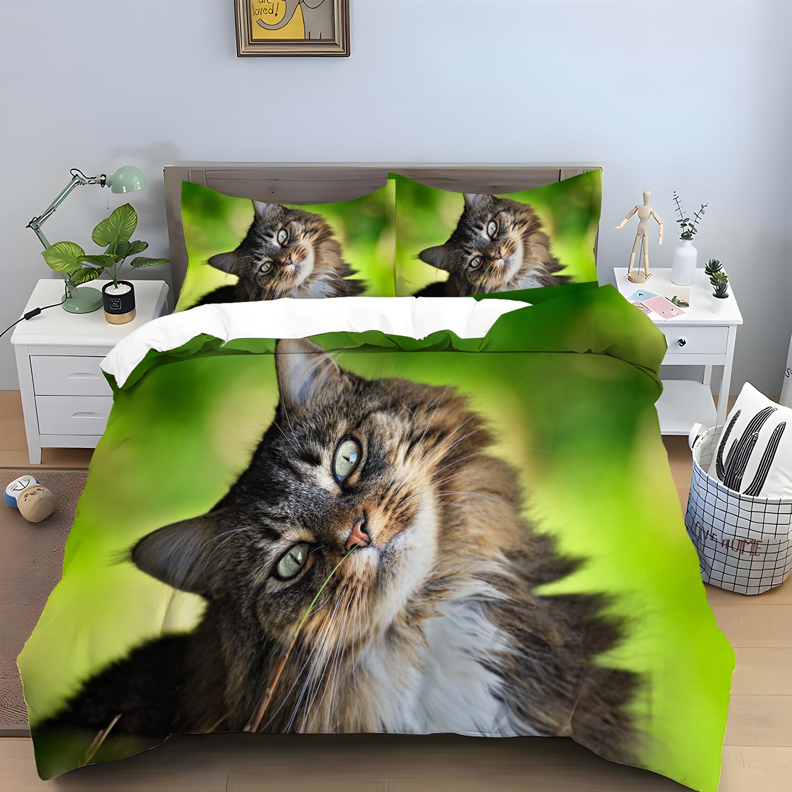Ciemnozielona , komplet pościeli 220 x 240 cm, z mikrofibry, 110 g/m², wygodna, oddychająca, poszwa na kołdrę i 2 poszewki na poduszkę 80 x 80 cm