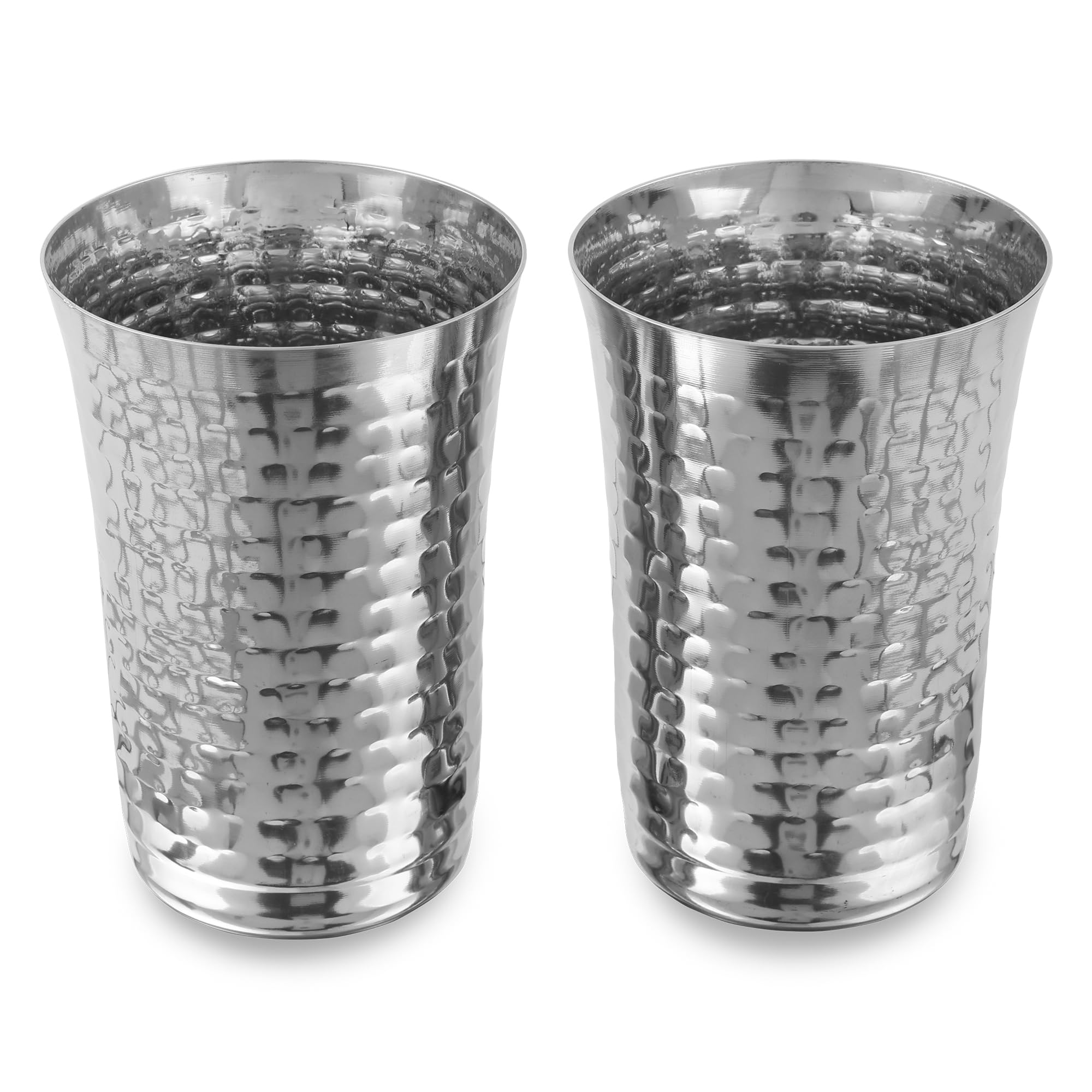 Verres à eau lassi acier inoxydable martelé grand format 590ml