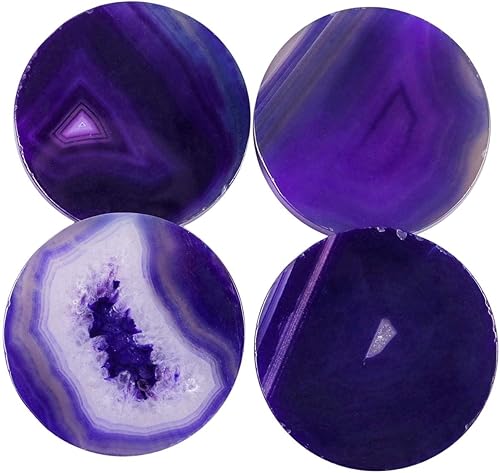 Miniatura 2 de Rockcloud Paquete de 6 rodajas de mesa de ágata, losa de piedra de ágata para tarjetas de identificación de boda, tarjetas de lugar de 1.7 a 2.4