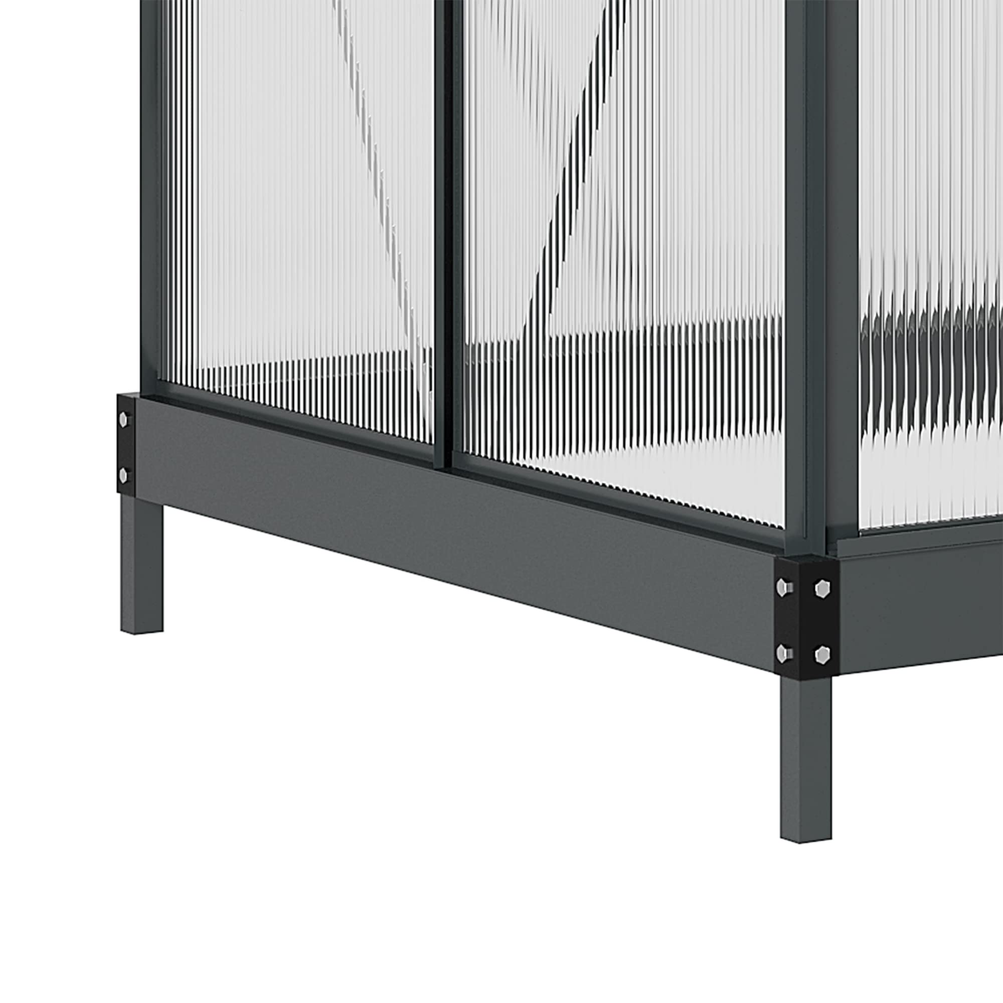 Outsunny Invernadero de jardín en policarbonato 2,51 m² Invernadero de jardín de aluminio resistente a los rayos UV 190 x 132 x 201 cm, con base reforzada, canalón, lucernario y puerta corredera, Gris