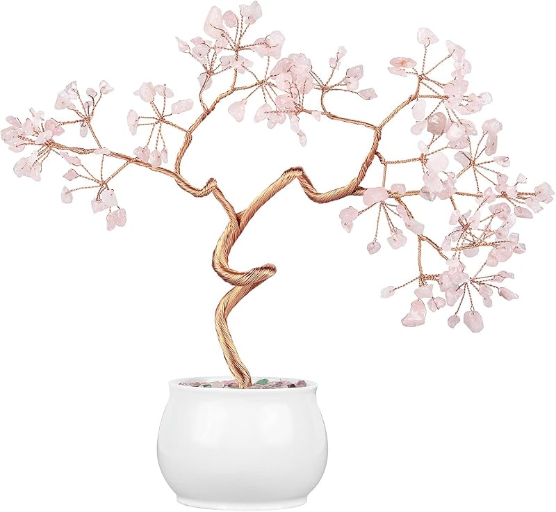 mookaitedecor Rózsakvarc Pénzfa Kristály Bonsai 8-9,5 cm Kerámia Alappal - Feng Shui Szerencsehozó Dekoráció Otthonra és Irodába
AI: I've c