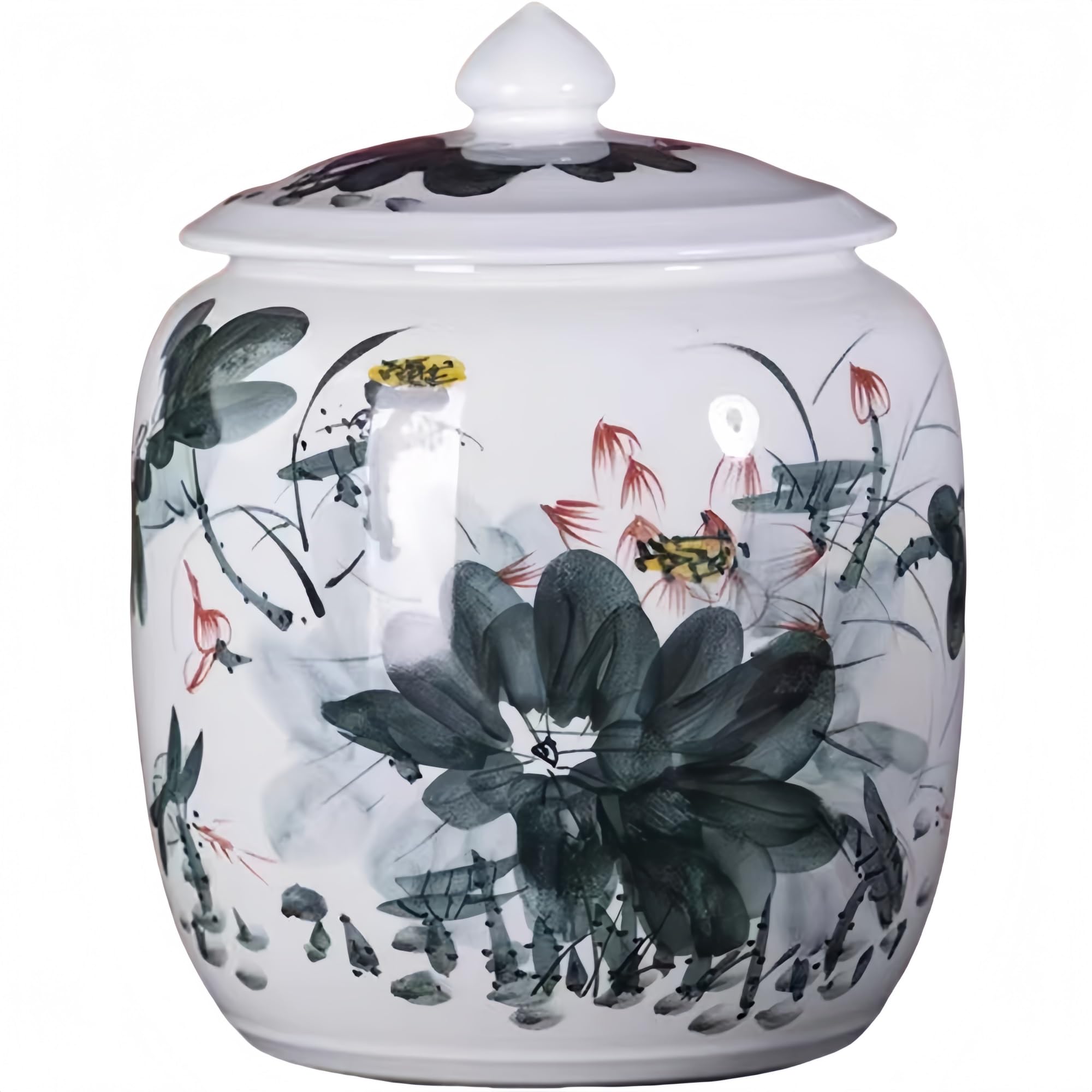 yacoxe Ceramic rice dispenser, ceramic rice storage box, ceramic rice jar with lid, large ceramic rice container, ceramic rice storage box,for rice, soybeans, corn, flour, oatmeal(C,Capacity 10kg)