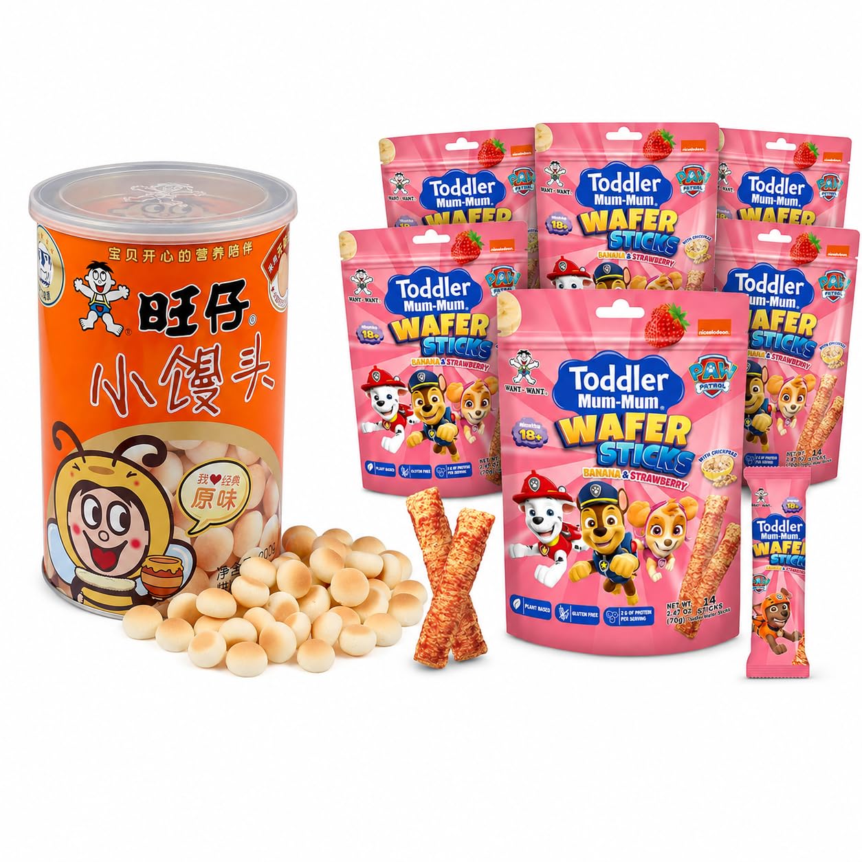 WANT WANT Cake Cookies & Banana & Strawberry Toddler Mum-Mum Wafer Sticks