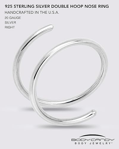 Miniatura 28 de Anillo de nariz doble chapado en oro de 14 quilates para mujeres y hombres, hipoalergénico en espiral, joyería de nariz para piercing individual