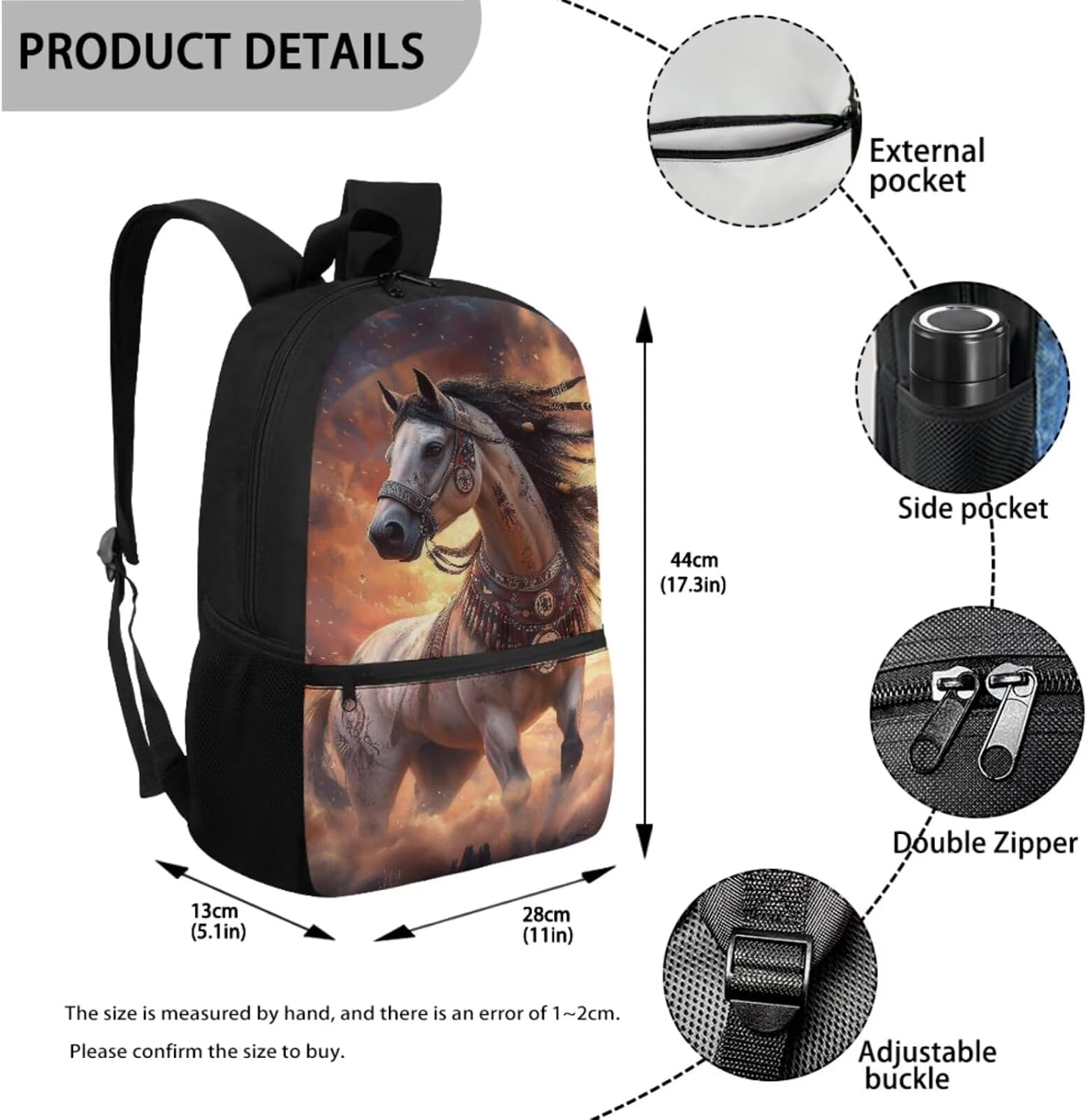 Western Horse Backpack for School Girls 3rd Grade Preppy Elementary Schoolbag and Lunch Bag Kids 8-10/10-12/6-8 Middler Bookbag with Lunch Box Set 3 in 1 Back Pack Lunchbox Book Bags
