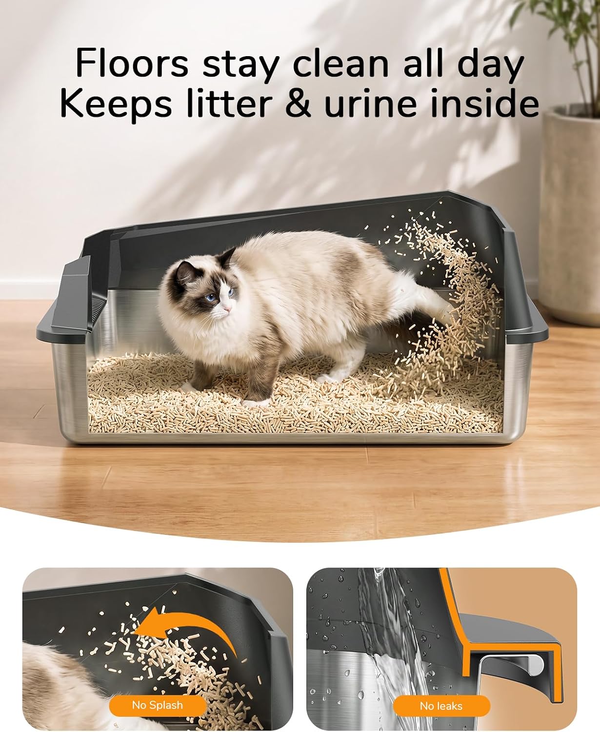 XL Cat Litter Box: High-Sided Anti-Urine Leakage for Big Cats