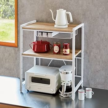 Amazon｜ディノス キッチン用品収納 ブルックリン風レンジラック