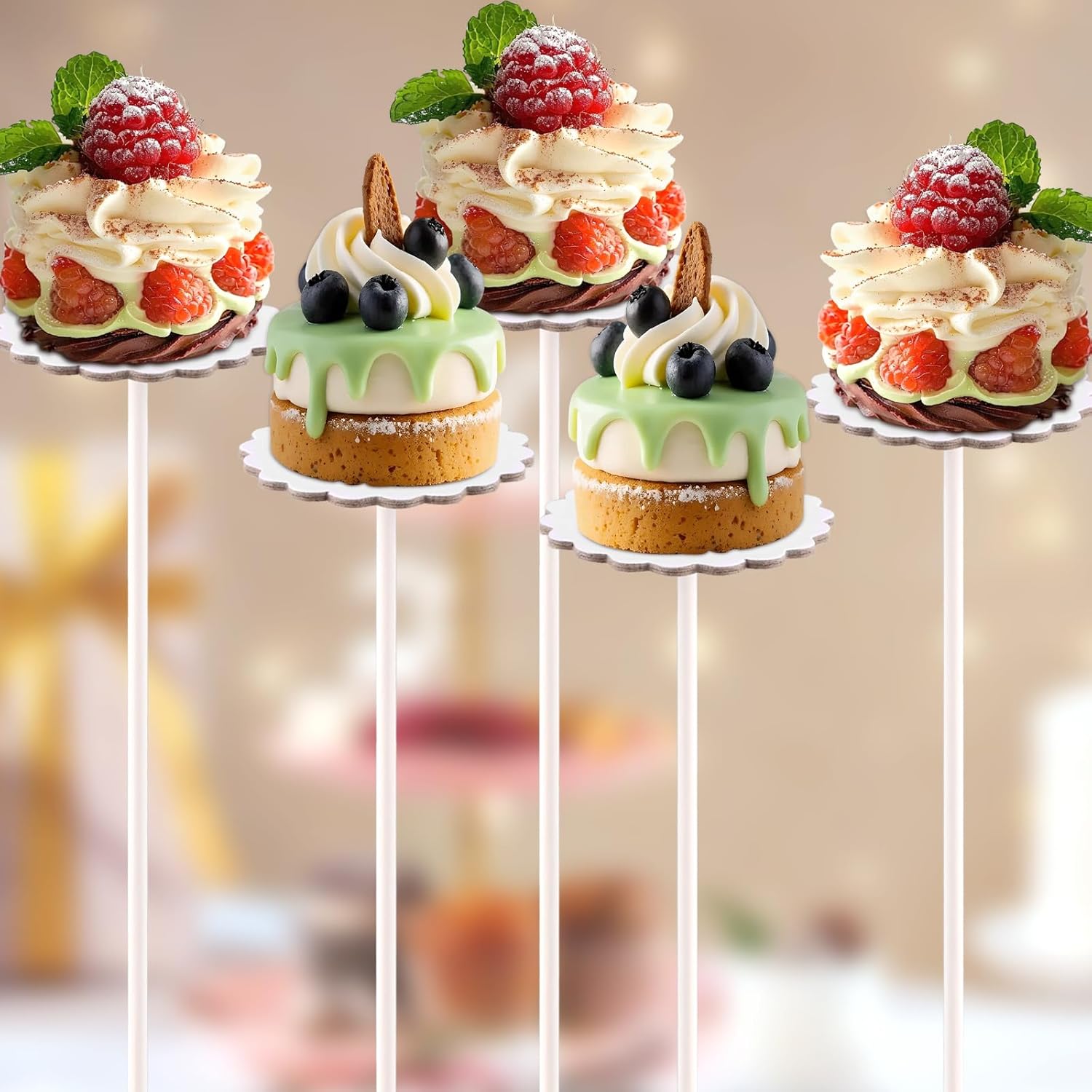 100 Set Scalloped Cake Pop Boards with Cake Pops 2 Inch Round White Scalloped Mini Cupcake Base Cardboard or Birthday Party Wedding Cupcakes Pastries Desserts