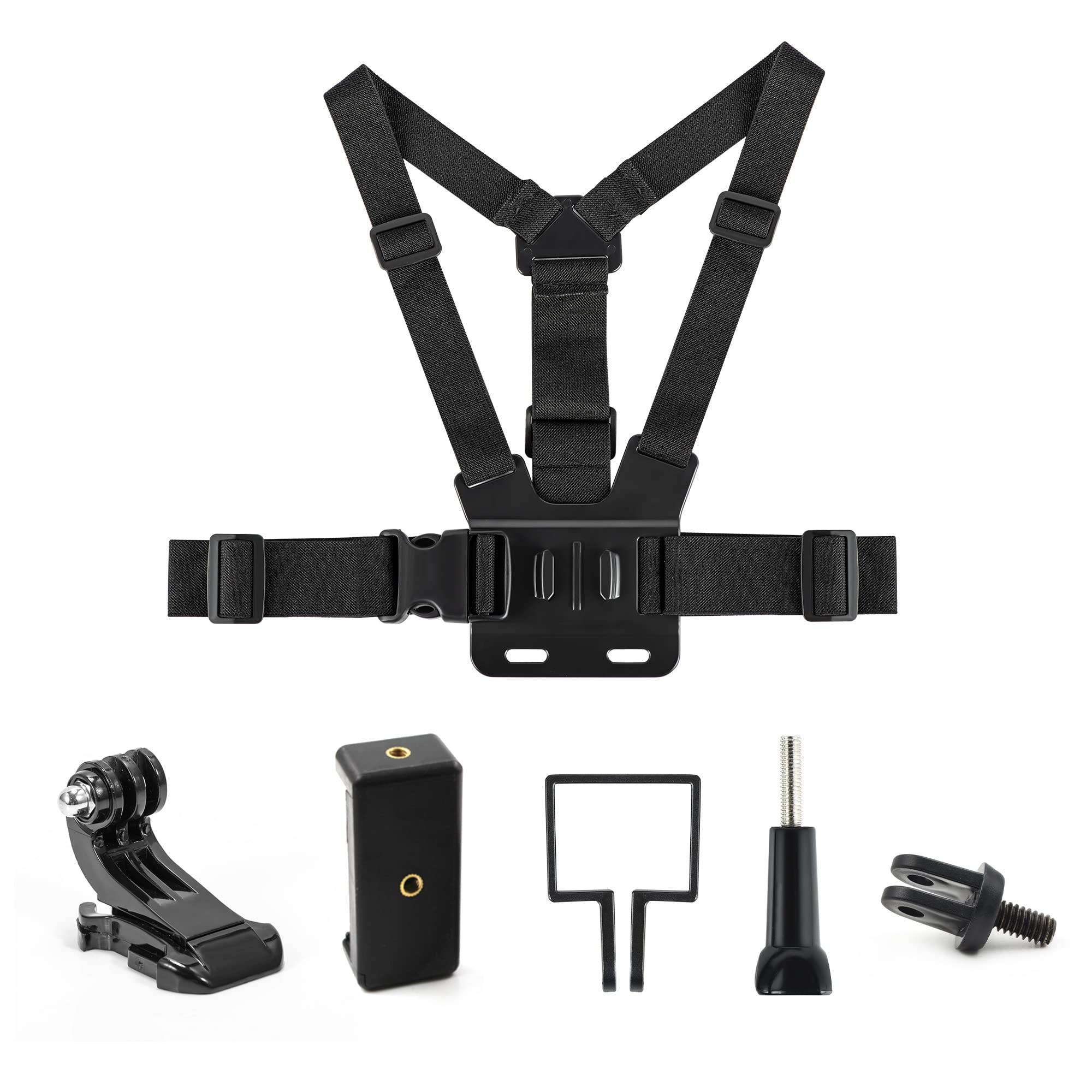 Brustgurthalter Verstellbar Brustgurt Halterung Chest Mount mit J-Haken | Kompatibel mit GoPro, Insta360, DJI Osmo, Action-Kameras, Smartphones | Für Outdoor Abenteuer & Extremsportarten