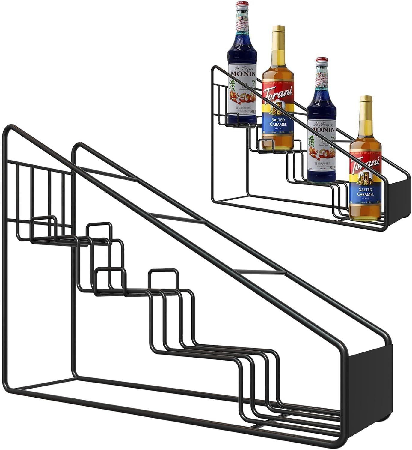 Gyykzz Coffee Syrup Rack Organizer, 4 Wire Compartments