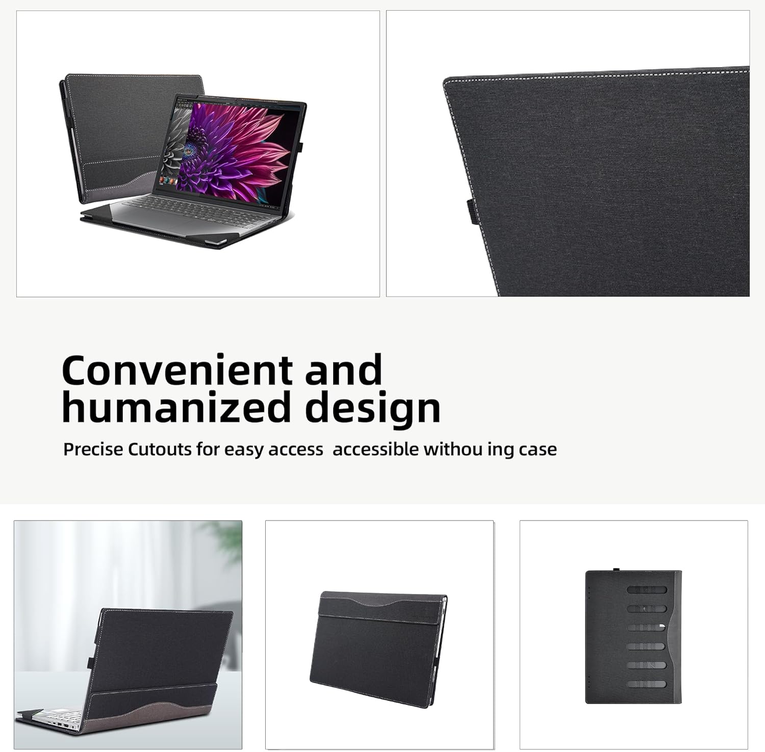 Laptop Cover for Lenovo Yoga Pro 9i (16″ Intel) Laptop All-Inclusive Drop-Proof Case 16inches PU Leather Inner Pocket Cover (Dark Grey)