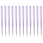 SWACC 12 Pcs Straight One Color Party Highlights Clip on in Hair Extensions Colored Hair Streak Synthetic Hairpieces (Lilac Purple)