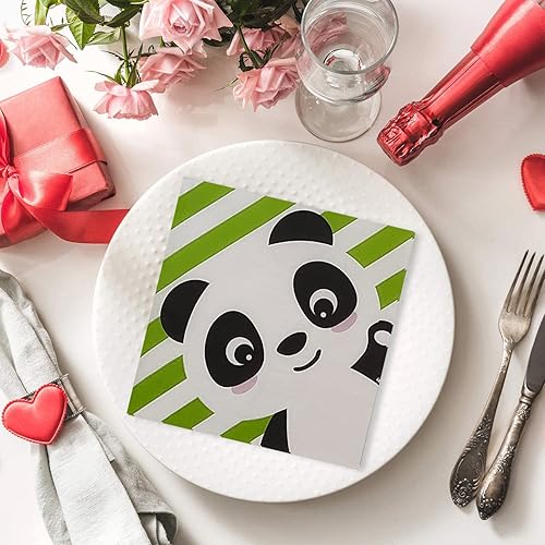 Miniatura 5 de Decoraciones de fiesta de cumpleaños de panda bebé, suministros de fiesta de panda bebé, incluye 16 platos, 16 servilletas, decoraciones de