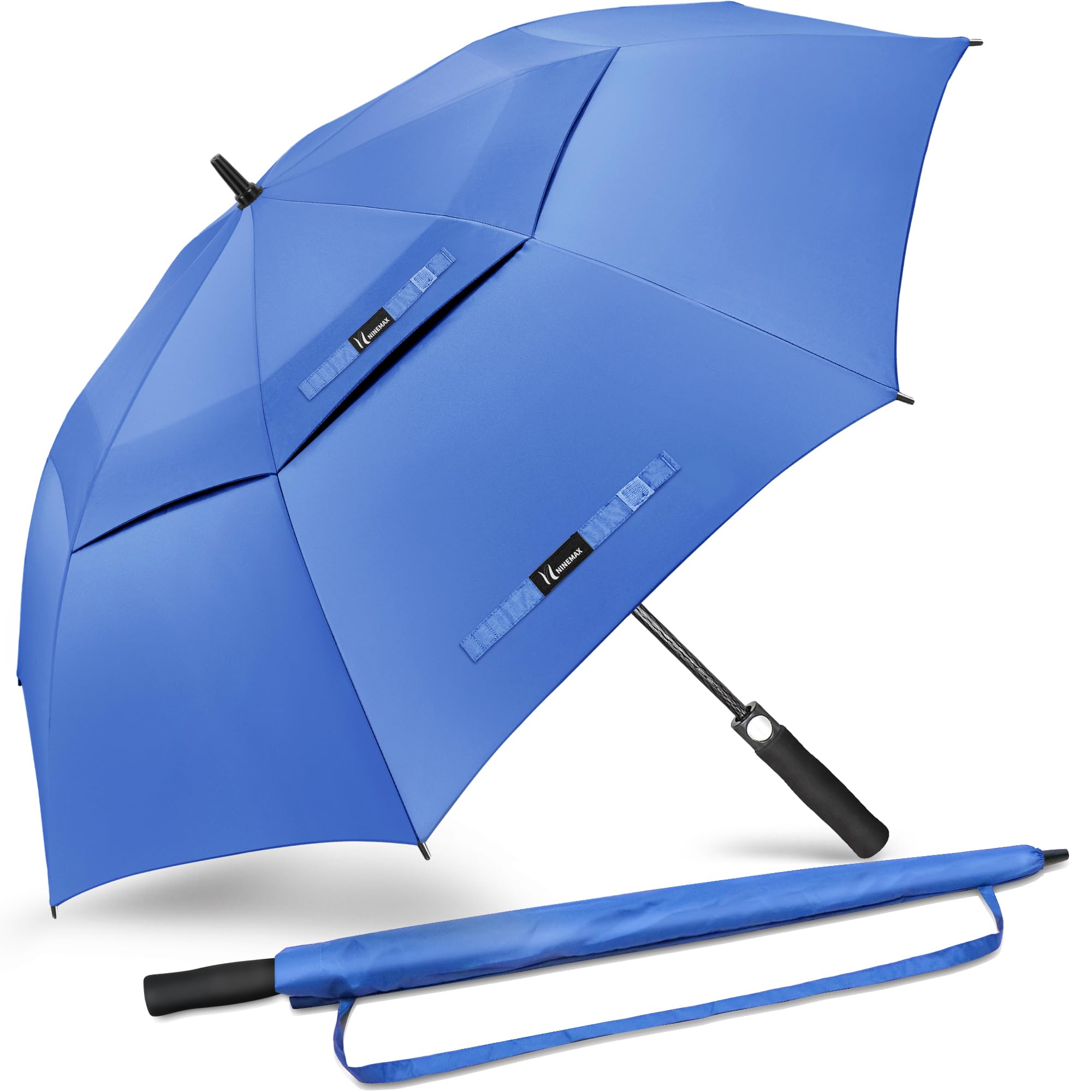 NINEMAX Golf Umbrella Windproof and Rainproof 68inch, Large Umbrella Double Canopy, Golfing Brolly Heavy Duty Unbreakable for Men Women(Sky Blue)